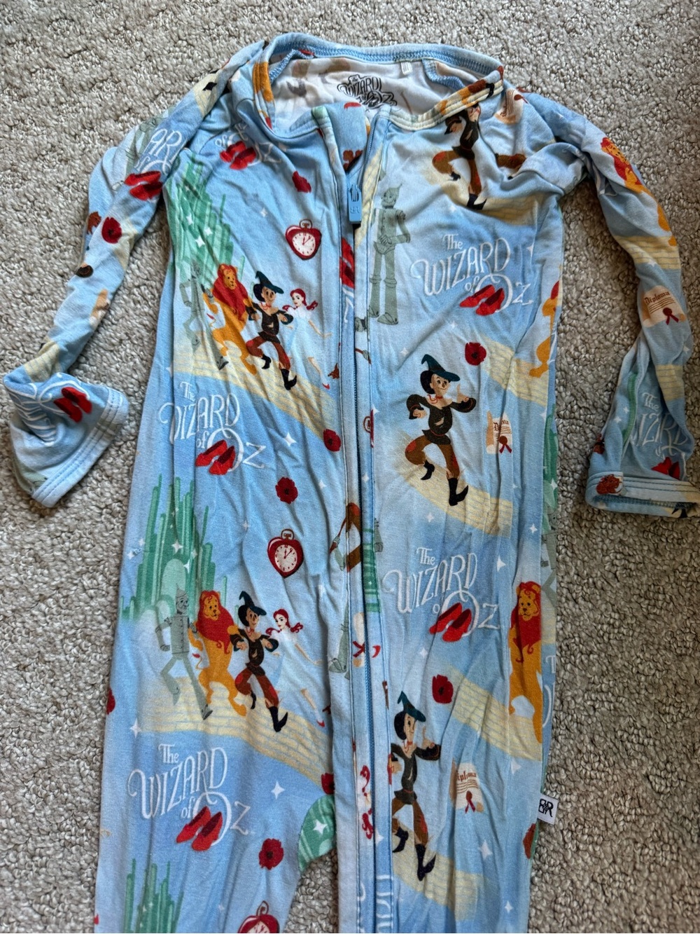 The Wizard of Oz Light Blue Kids One-Piece Zip Pajama 18-24 months